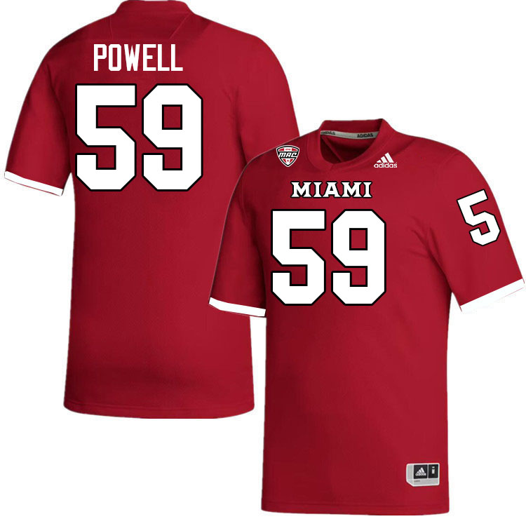 Miami University Redhawks #59 Hudson Powell College Football Jerseys Stitched-Red